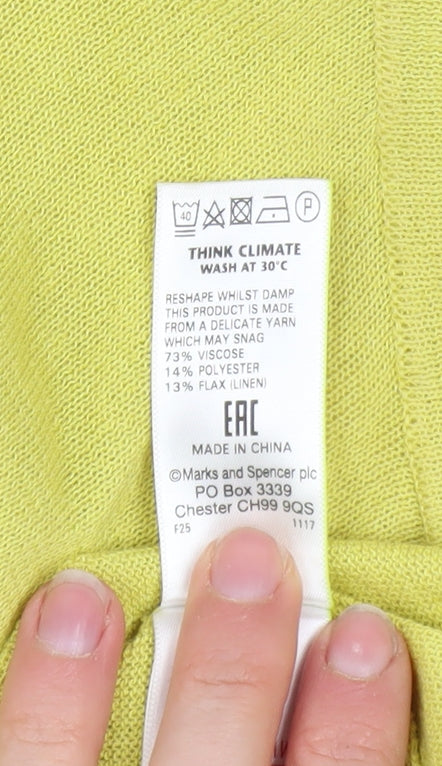Marks and Spencer Women’s Yellow Roll Neck Jumper Size 6 Lightweight Knit