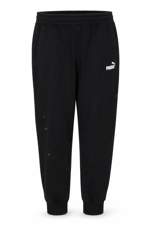 Front view of Puma Men's Black XL Jogger Trousers Cotton Blend Fleece Pants