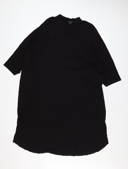 Monki Women Black Size 12 T-Shirt Dress 3/4 Sleeve Cotton Stretch