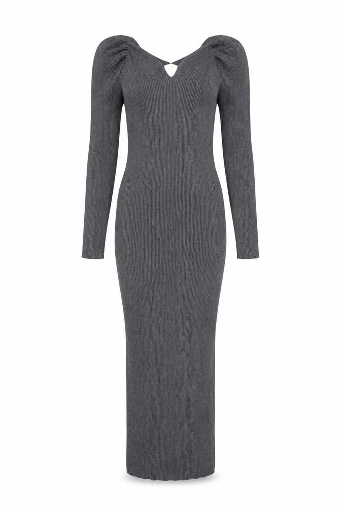 H&M Women’s Grey Long Sleeve Bodycon Knit Dress Size S