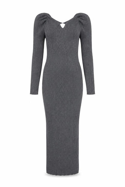 H&M Women’s Grey Long Sleeve Bodycon Knit Dress Size S