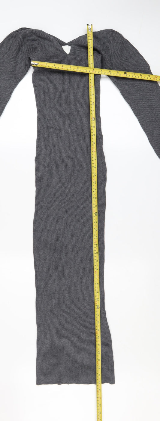 H&M Women’s Grey Long Sleeve Bodycon Knit Dress Size S