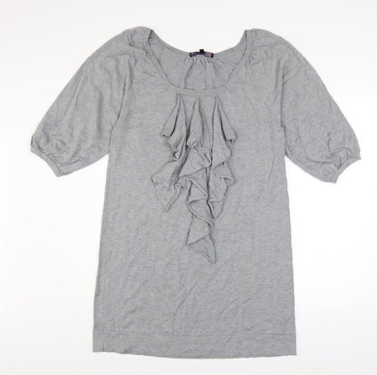Coast Women Grey Size 14 Ruffle Front Shift Dress
