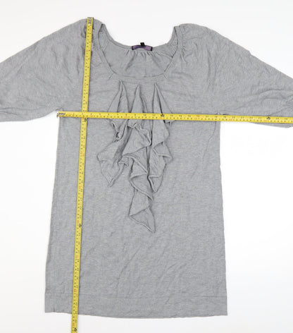 Coast Women Grey Size 14 Ruffle Front Shift Dress