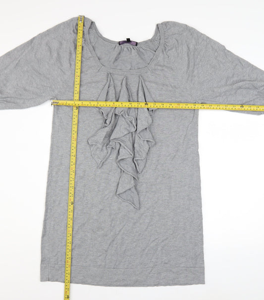 Coast Women Grey Size 14 Ruffle Front Shift Dress