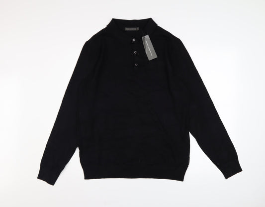 Mens UK Size XL French Connection Black Henley Jumper