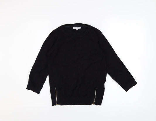 Red Herring Women’s Black Zip Hem Crew Neck Jumper Size 10