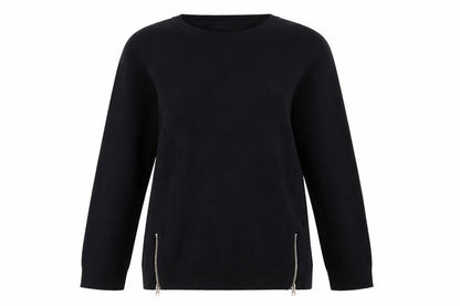 Red Herring Women’s Black Zip Hem Crew Neck Jumper Size 10