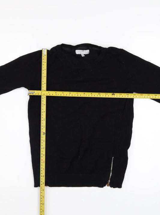 Red Herring Women’s Black Zip Hem Crew Neck Jumper Size 10