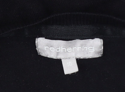 Red Herring Women’s Black Zip Hem Crew Neck Jumper Size 10