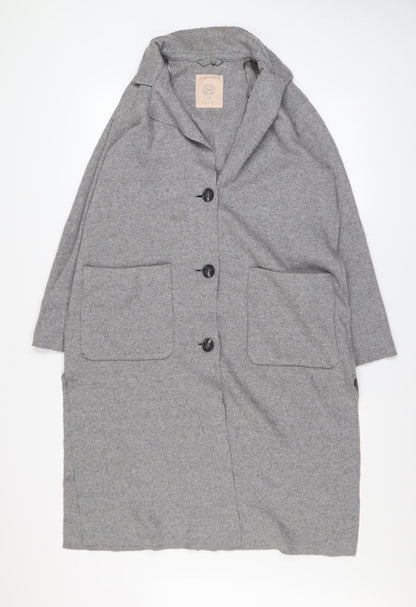 Esprit Womens Grey Wool Blend Long Overcoat Size M