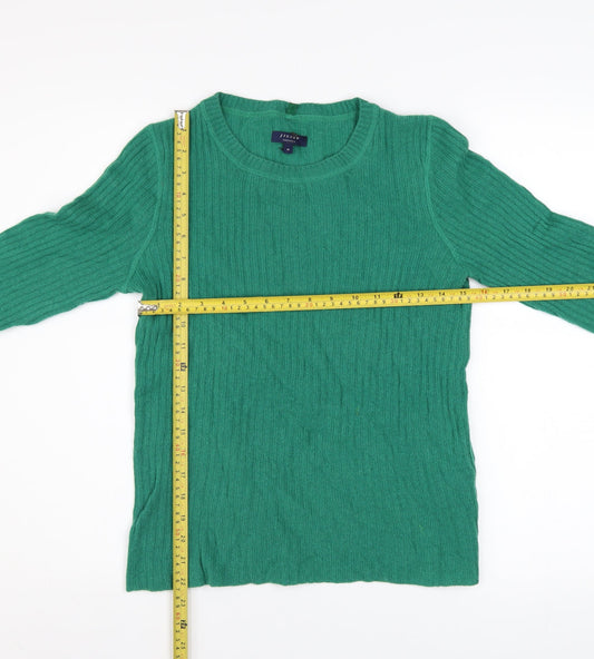 Jigsaw Women Green Cashmere Crew Neck Long Sleeve Pullover Jumper M