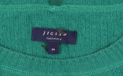 Jigsaw Women Green Cashmere Crew Neck Long Sleeve Pullover Jumper M