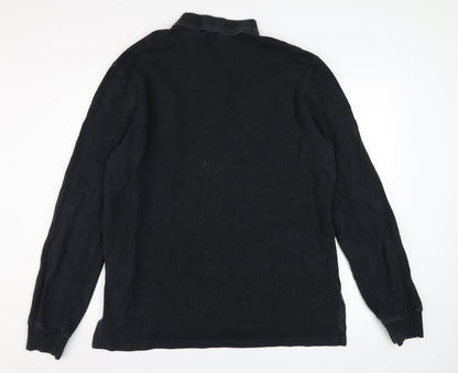Ralph Lauren Men's Black Long Sleeve Custom Fit Rugby Shirt XL