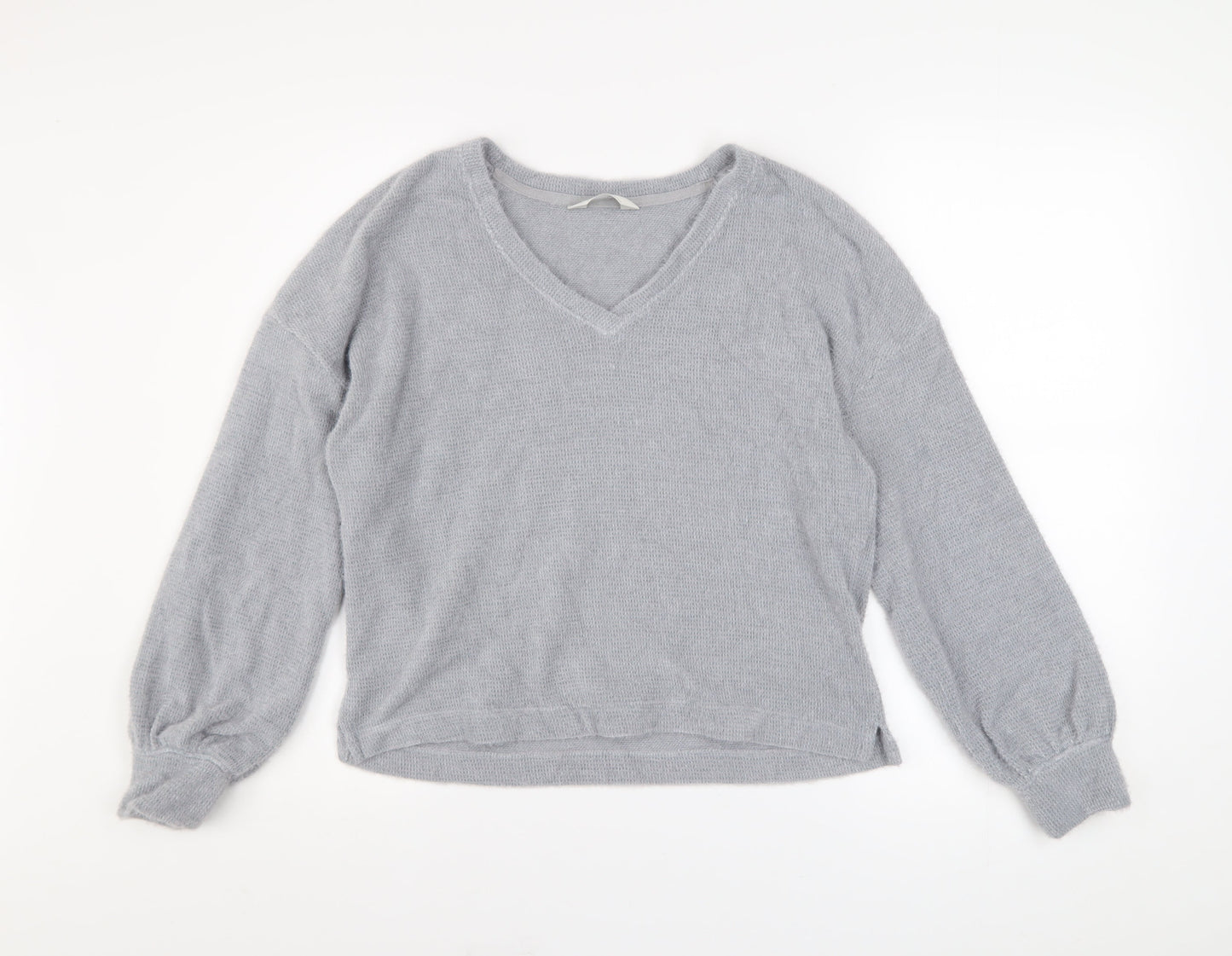 Marks and Spencer Women Grey V-Neck Knit Pullover Jumper Size S