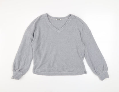 Marks and Spencer Women Grey V-Neck Knit Pullover Jumper Size S