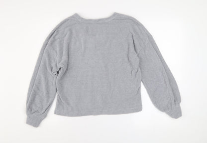 Marks and Spencer Women Grey V-Neck Knit Pullover Jumper Size S
