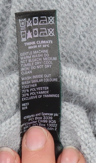 Marks and Spencer Women Grey V-Neck Knit Pullover Jumper Size S