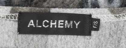 Alchemy Women's Grey Animal Print Jewel Pullover Jumper One Size