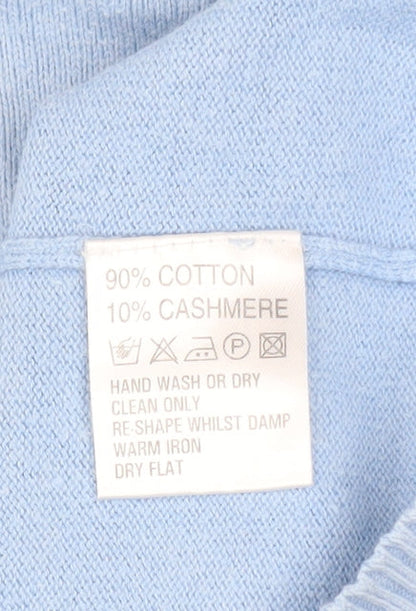Austin Reed Mens Blue Cotton Cashmere V-Neck Sleeveless Jumper L