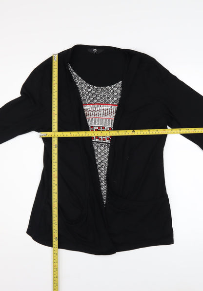 Max Women’s Black Tunic Blouse Size 18 Long Sleeve Geometric Summer Top