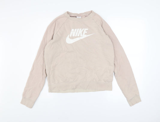 Womens UK Size S Nike Beige Pullover Sweatshirt