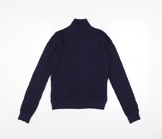 Oysho Women's Blue Roll Neck Cable Knit Jumper Size 12