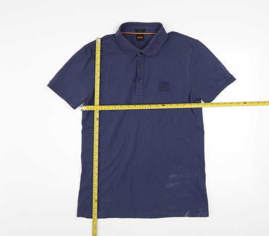 BOSS Men's Blue Slim Fit Cotton Polo Shirt Size M