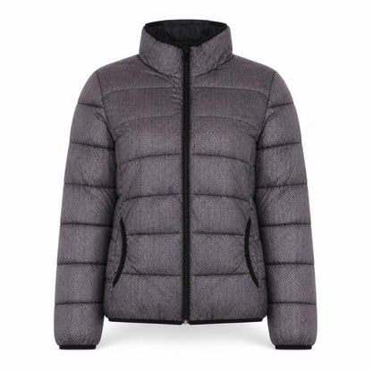 Fransa Womens Grey Mid-Length Puffer Jacket Size M