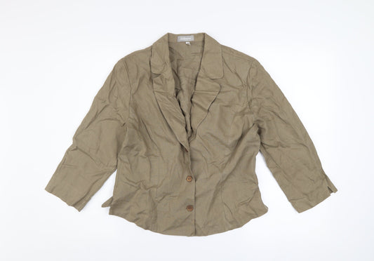 Steilmann Women's Brown Linen Blazer Size 12 Classic 3/4 Sleeve
