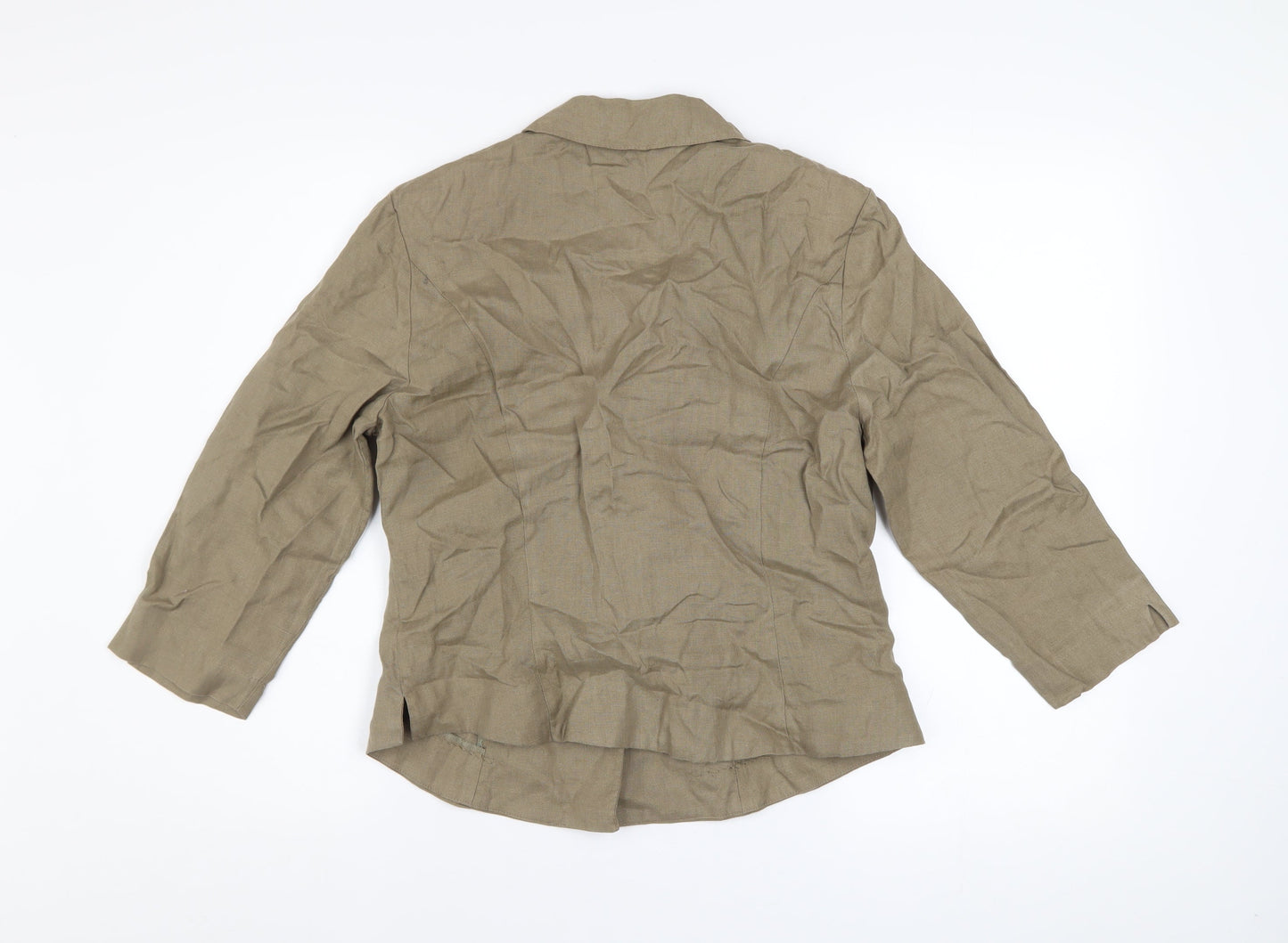 Steilmann Women's Brown Linen Blazer Size 12 Classic 3/4 Sleeve