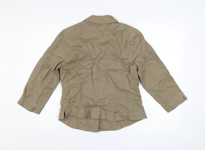 Steilmann Women's Brown Linen Blazer Size 12 Classic 3/4 Sleeve