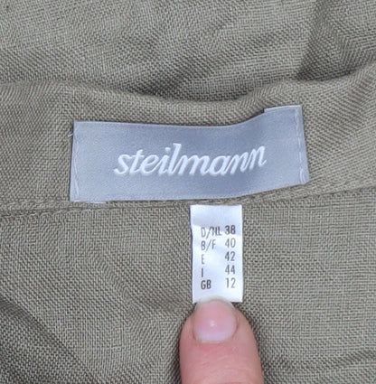 Steilmann Women's Brown Linen Blazer Size 12 Classic 3/4 Sleeve