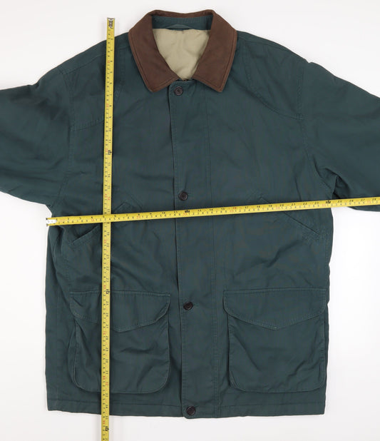 Mens UK Size L Marks and Spencer Green Overcoat