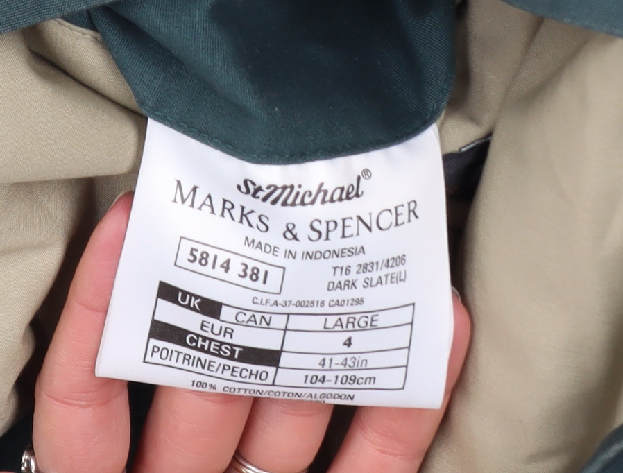 Mens UK Size L Marks and Spencer Green Overcoat
