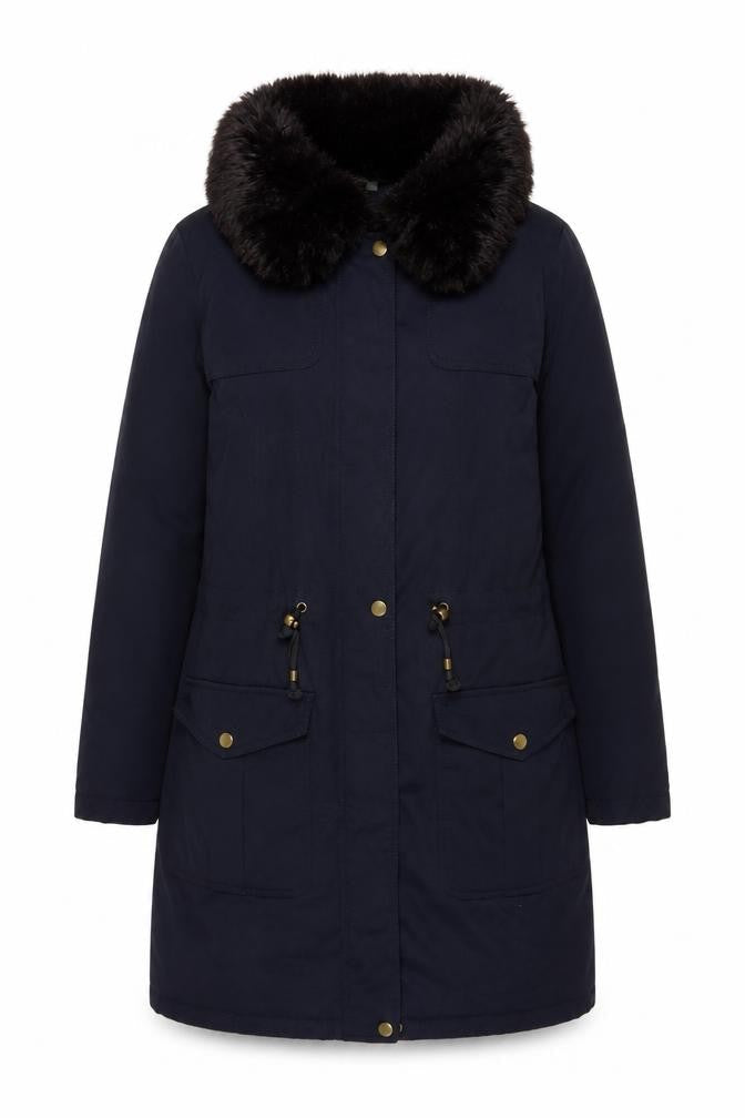 Marks & Spencer Women’s Blue Faux Fur Collar Parka Coat Size S