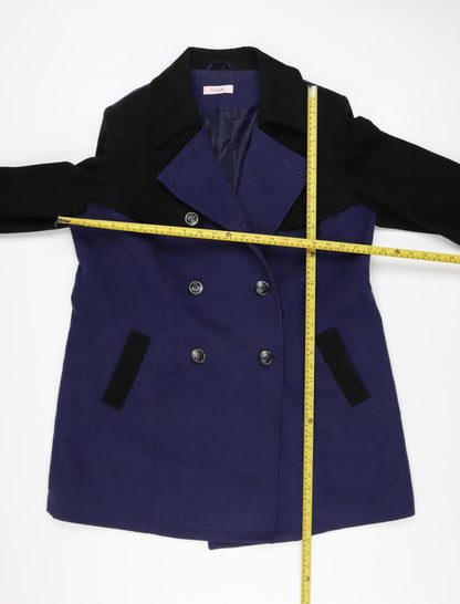 SimplyBe Women's Blue & Black Pea Coat Size 18 Classic Mid-Length