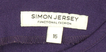 Womens UK Size 16 Simon Jersey Purple Tunic Blouse