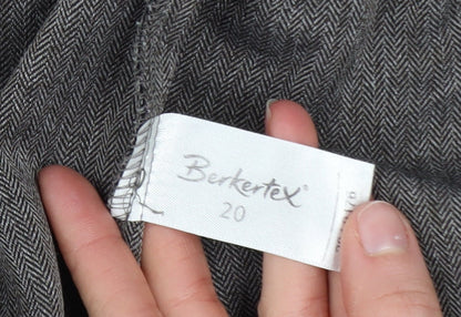 Berkertex Women’s Grey Herringbone Trousers Size 20 Straight Fit