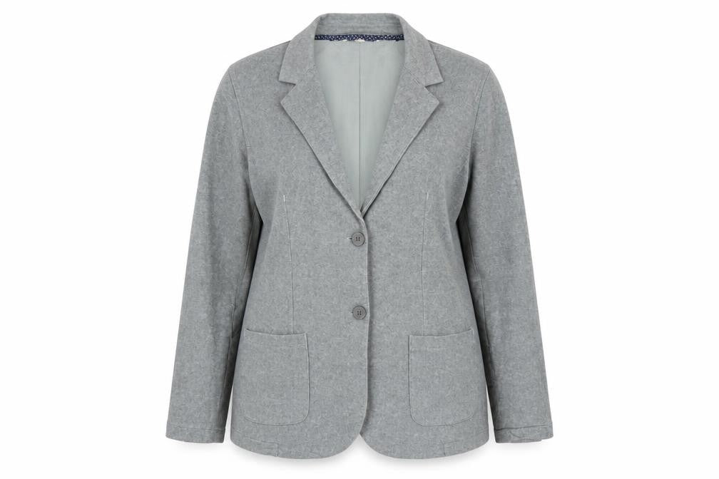 Mantaray Women Grey Cotton Blend Blazer Jacket Size 18