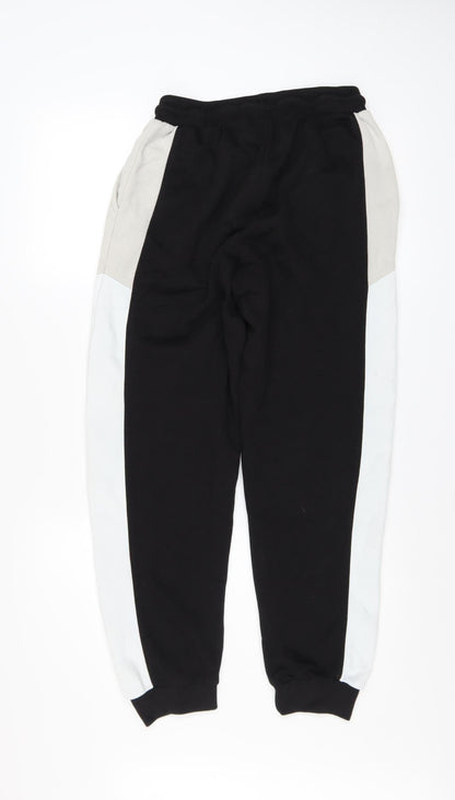 MAN Men's Black Colourblock Jogger Trousers XS Regular Fit