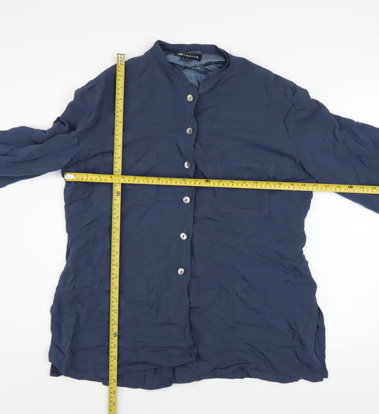 Monsoon Women's Blue Linen Blend Blazer Jacket UK 16