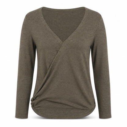 Womens UK Size M Bershka Brown Wrap T-Shirt