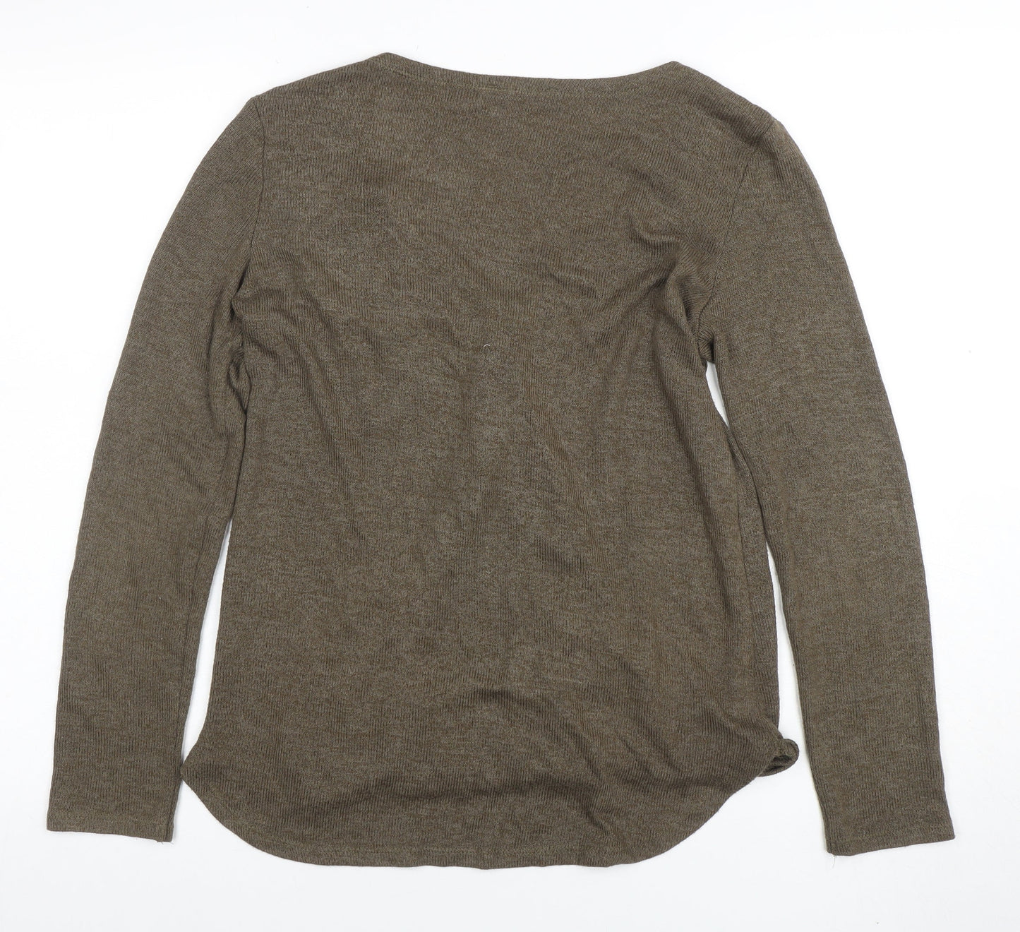 Womens UK Size M Bershka Brown Wrap T-Shirt