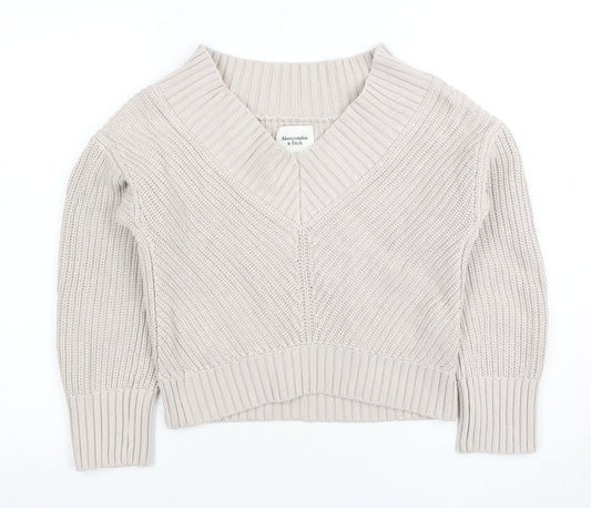 Womens UK Size XS Abercrombie & Fitch Beige Pullover Jumper