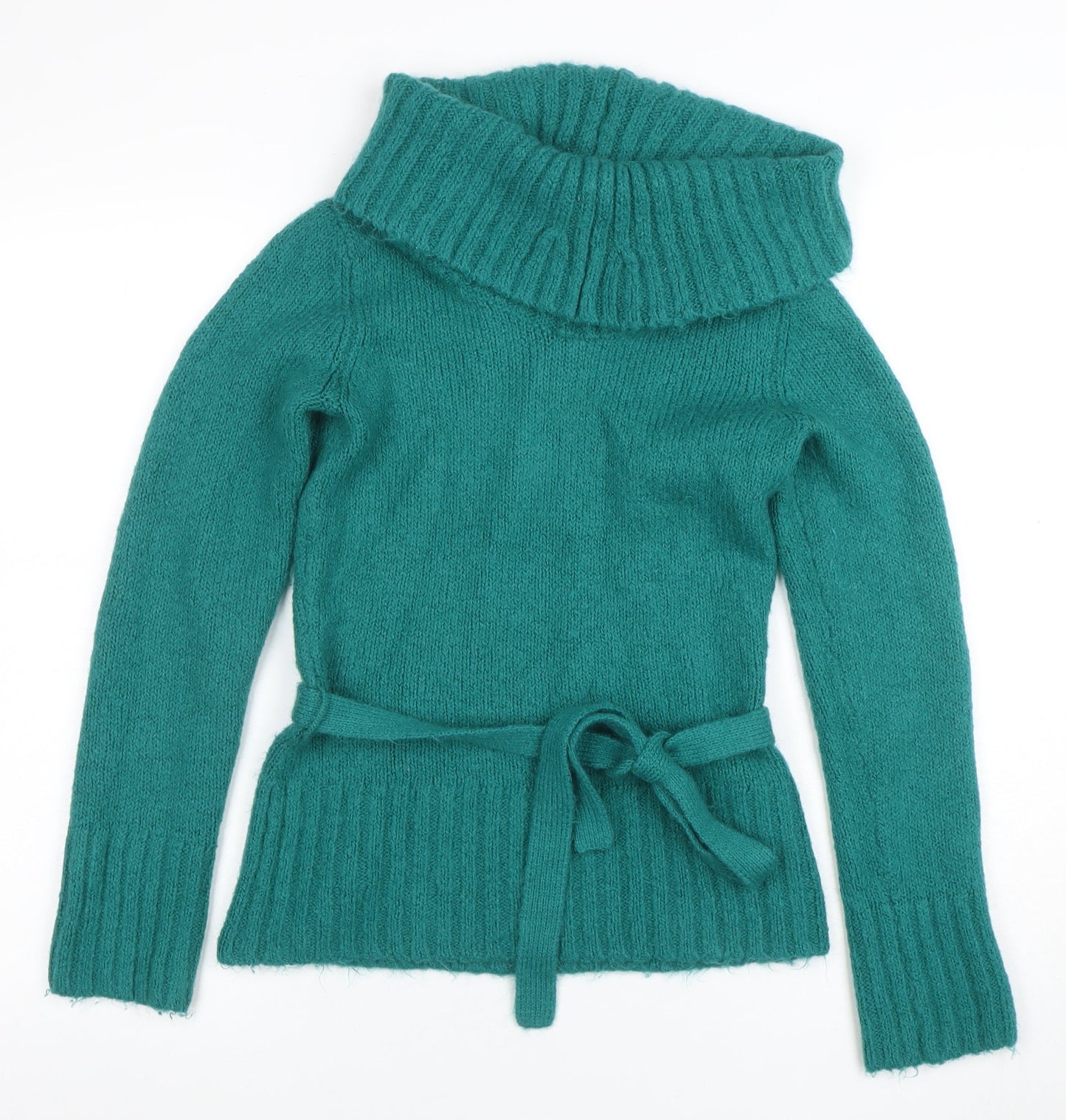 Red Herring Women’s Green Cowl Neck Belted Long Sleeve Jumper Size 10
