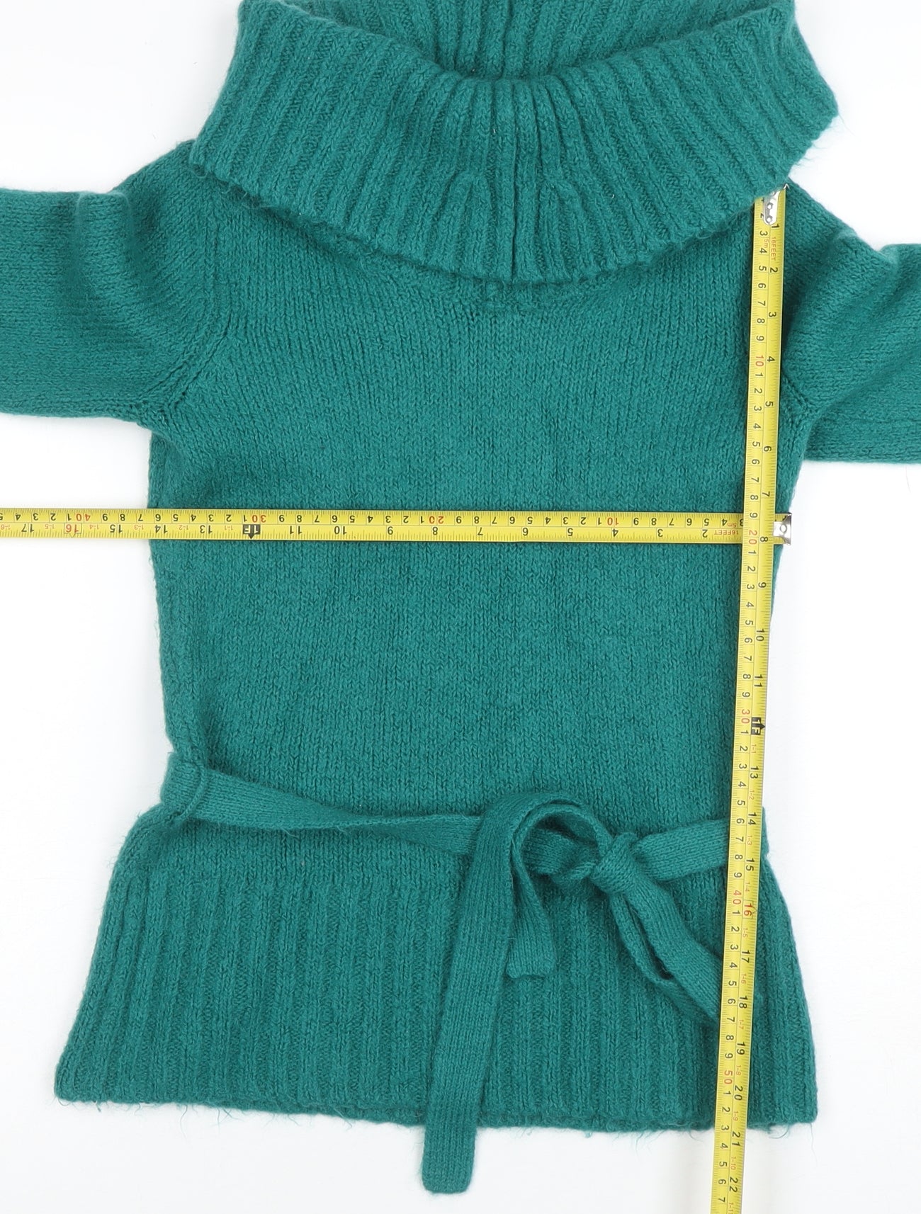 Red Herring Women’s Green Cowl Neck Belted Long Sleeve Jumper Size 10
