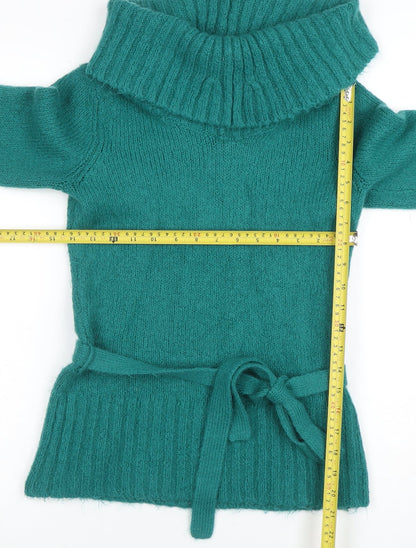 Red Herring Women’s Green Cowl Neck Belted Long Sleeve Jumper Size 10