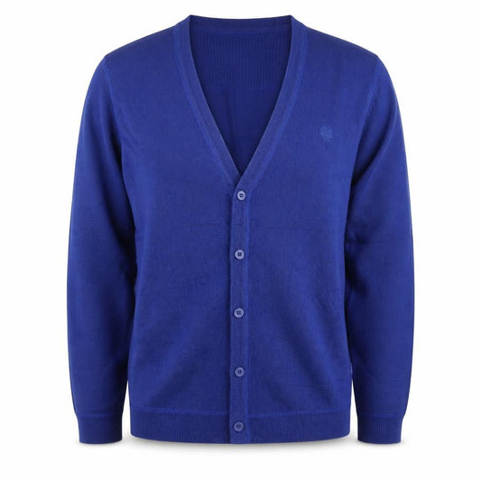 Front view of Red Herring Women Blue Cardigan M V-Neck Button Long Sleeve Knit