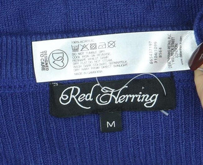 Womens UK Size M Red Herring Blue Cardigan Jumper